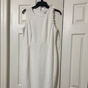 Calvin Klein White Floral Trim Mini Dress